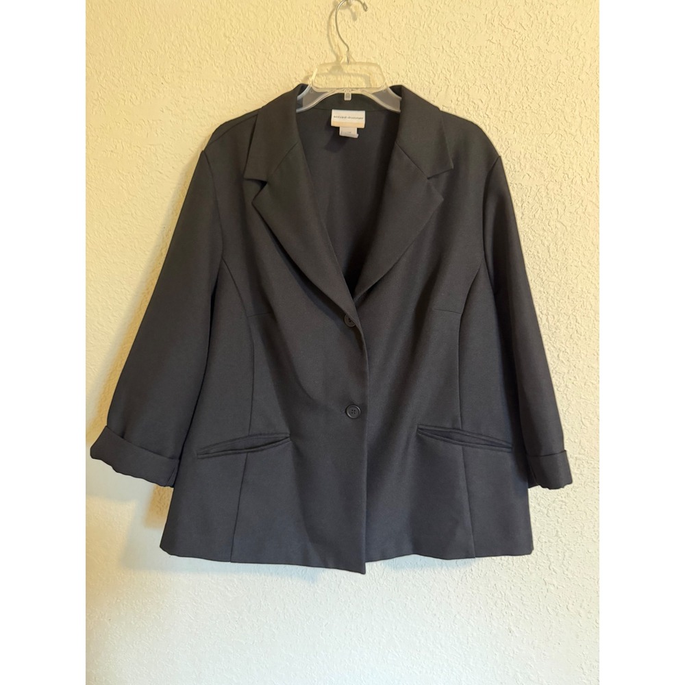 Alfred Dunner Woman Black 2-Button 3/4 Sleeve Blazer Jacket Plus‎ Size 22W